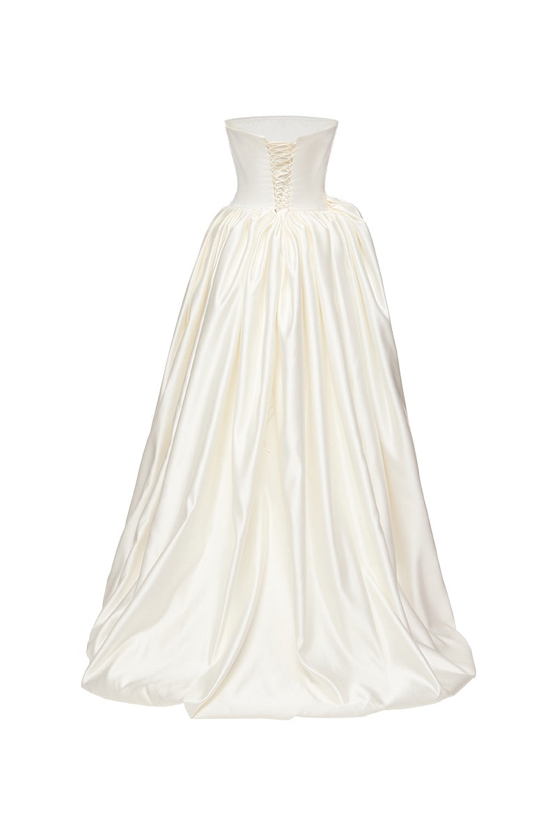 MIRA DRESS SILK IN OFF-WHITE - CULT MIA