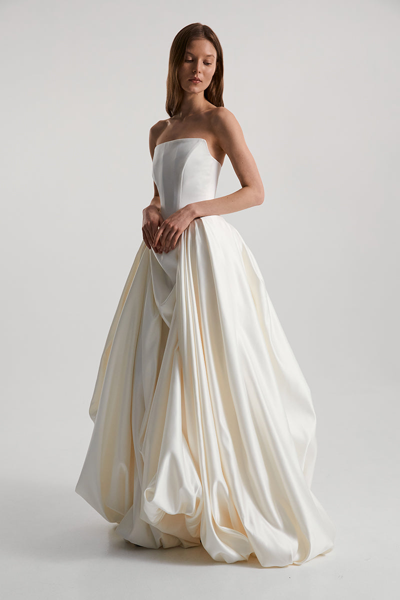 MIRA DRESS SILK IN OFF-WHITE - CULT MIA