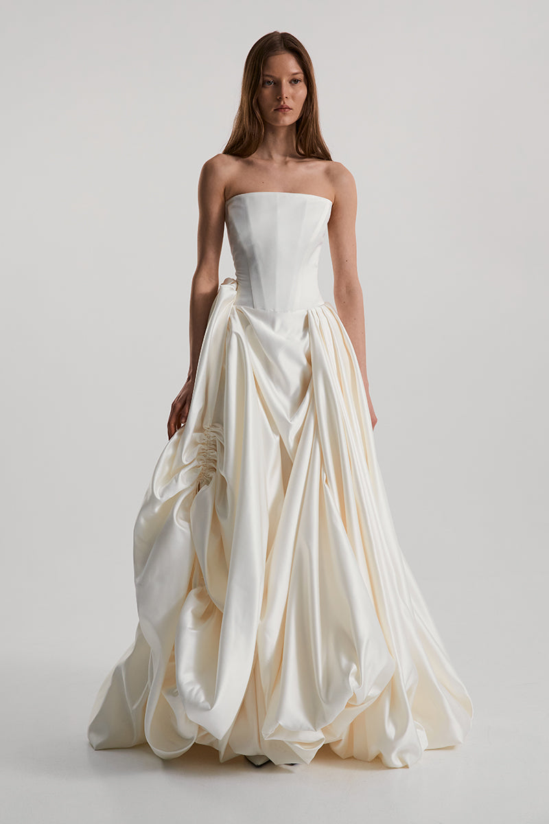 MIRA DRESS SILK IN OFF-WHITE - CULT MIA