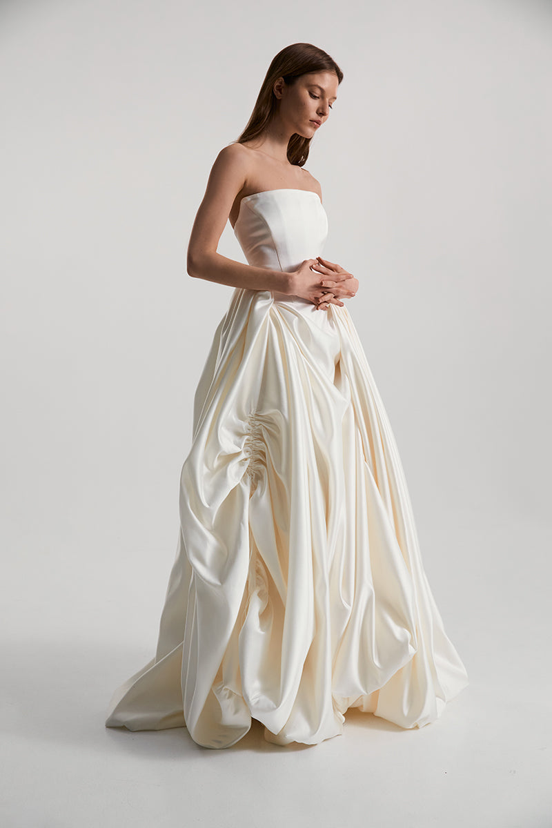 MIRA DRESS SILK IN OFF-WHITE - CULT MIA