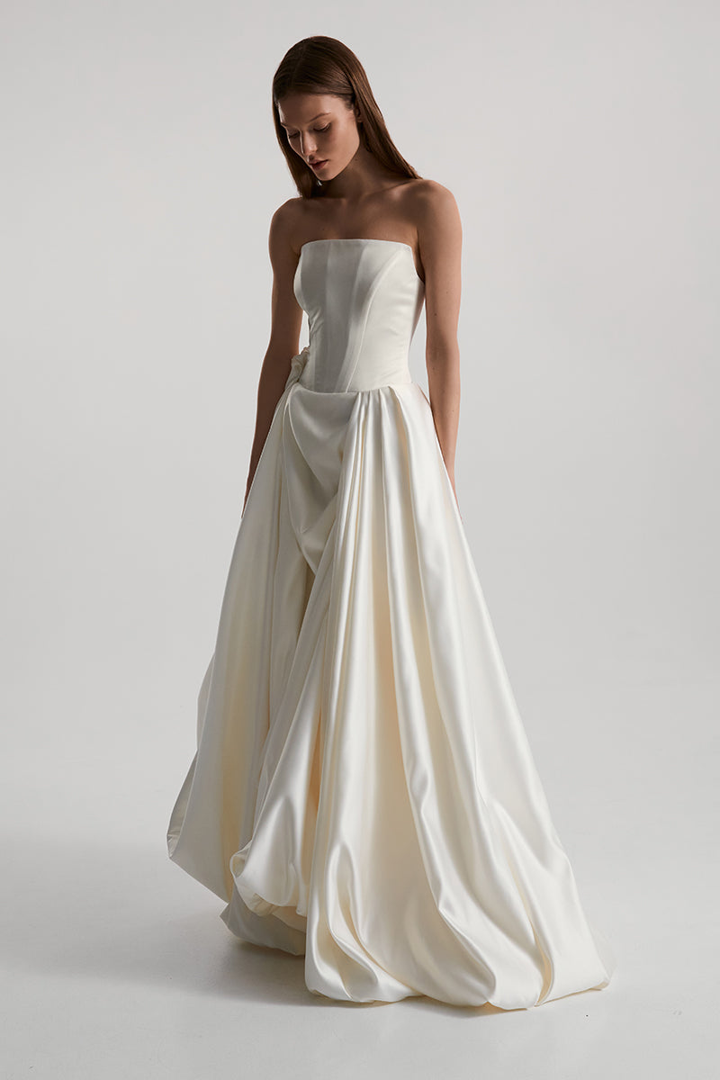 MIRA DRESS SILK IN OFF-WHITE - CULT MIA