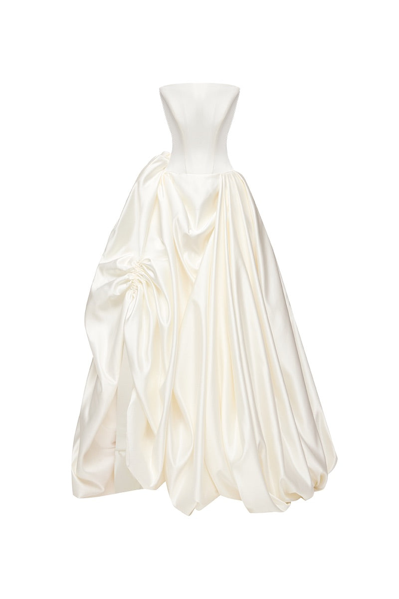 MIRA DRESS SILK IN OFF-WHITE - CULT MIA