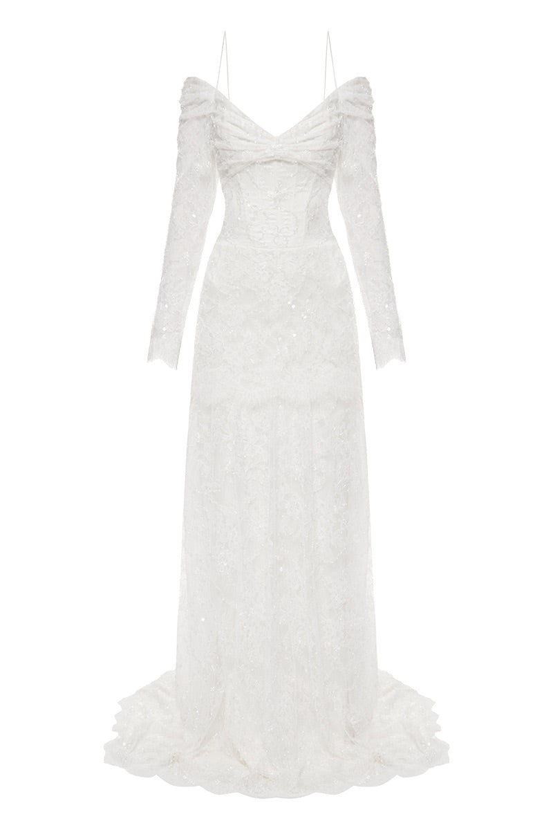 CELESTA DRESS SATIN IN WHITE - CULT MIA