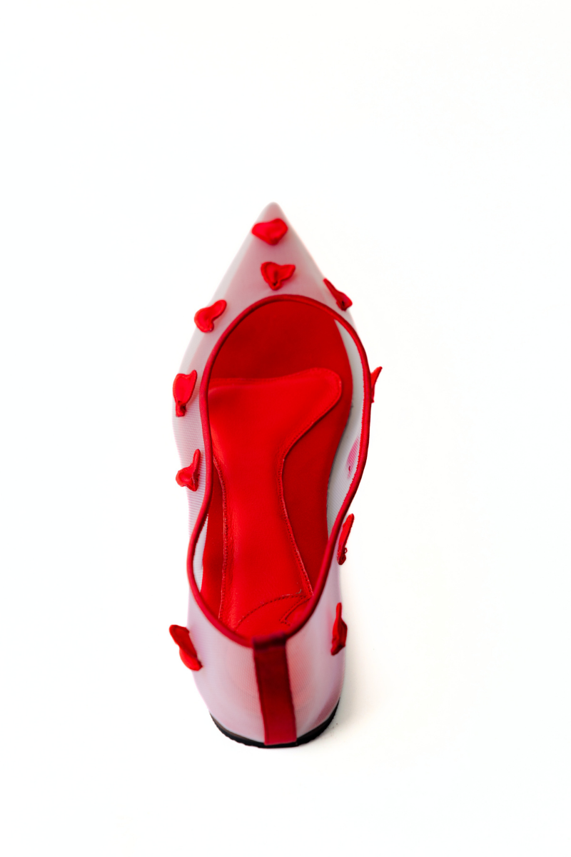 Christin Wu Wynne Flats in bright pink with pointed toe and sleek design, perfect for casual or dressy outfits.
