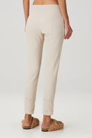 Beige waffle sweatpants by Bassigue, casual pants with textured waffle knit fabric and relaxed fit.