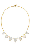 Freya Rose WARRIORESS small necklace in lustrous mother of pearl, featuring a delicate pendant on a fine chain.