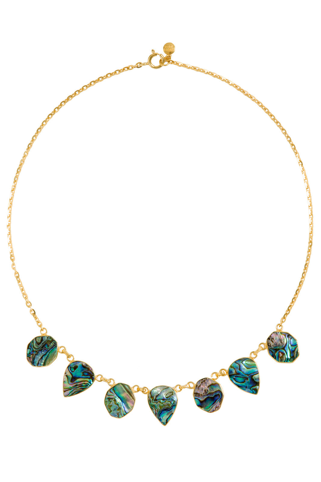 Small WARRIORESS necklace in Paua shell by Freya Rose featuring a delicate pendant on a fine chain.