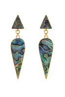 Freya Rose WARRIORESS WONDER earrings featuring vibrant paua shell in a stylish, handcrafted earring design.