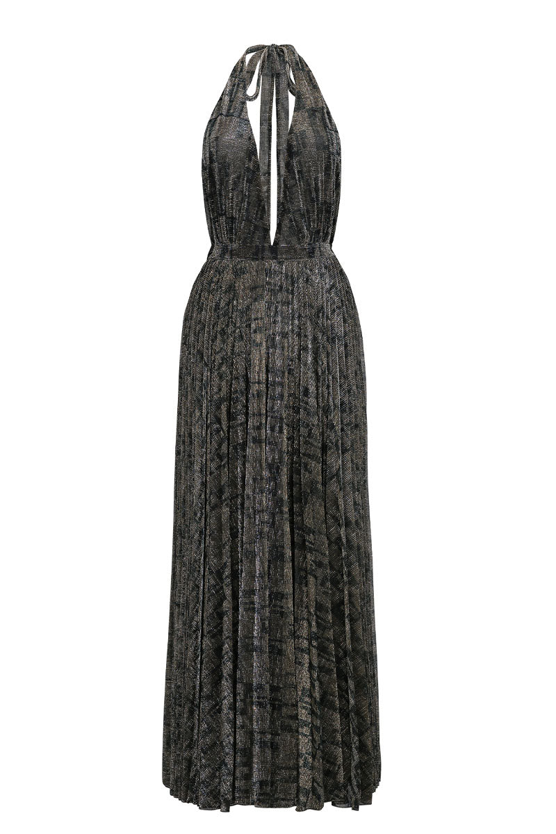 ROBE CASCADE EN OR MÉTALLISÉ