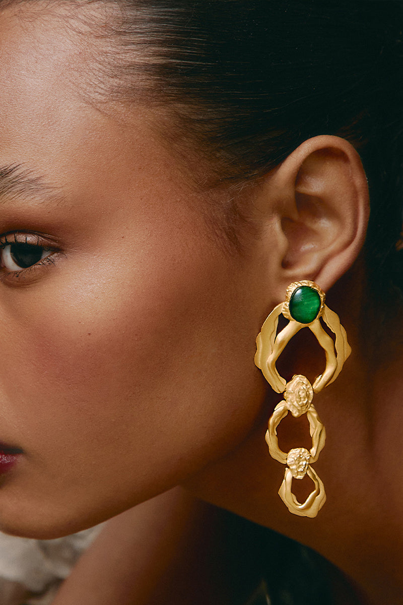 GREEN WATERWALL EARRINGS - CULT MIA