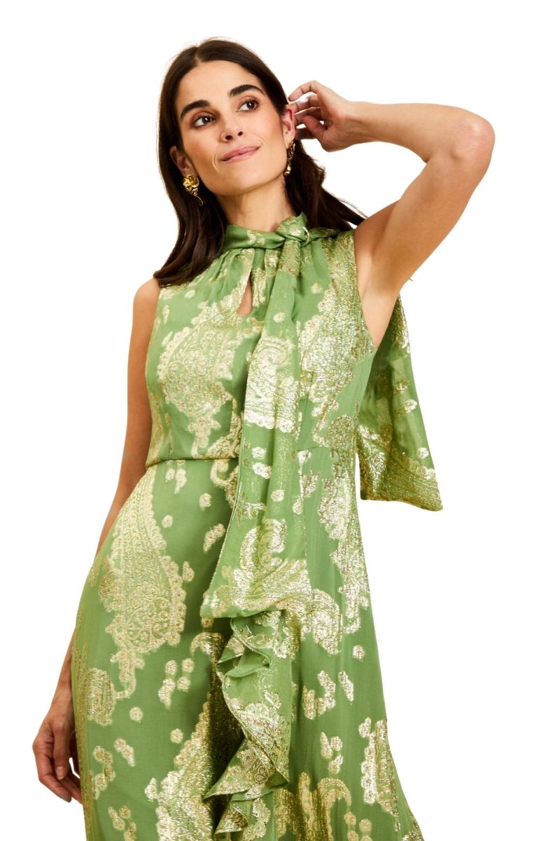 Mestiza New York Waverly midi dress featuring a flowy silhouette, sleeveless design, and elegant lightweight fabric.