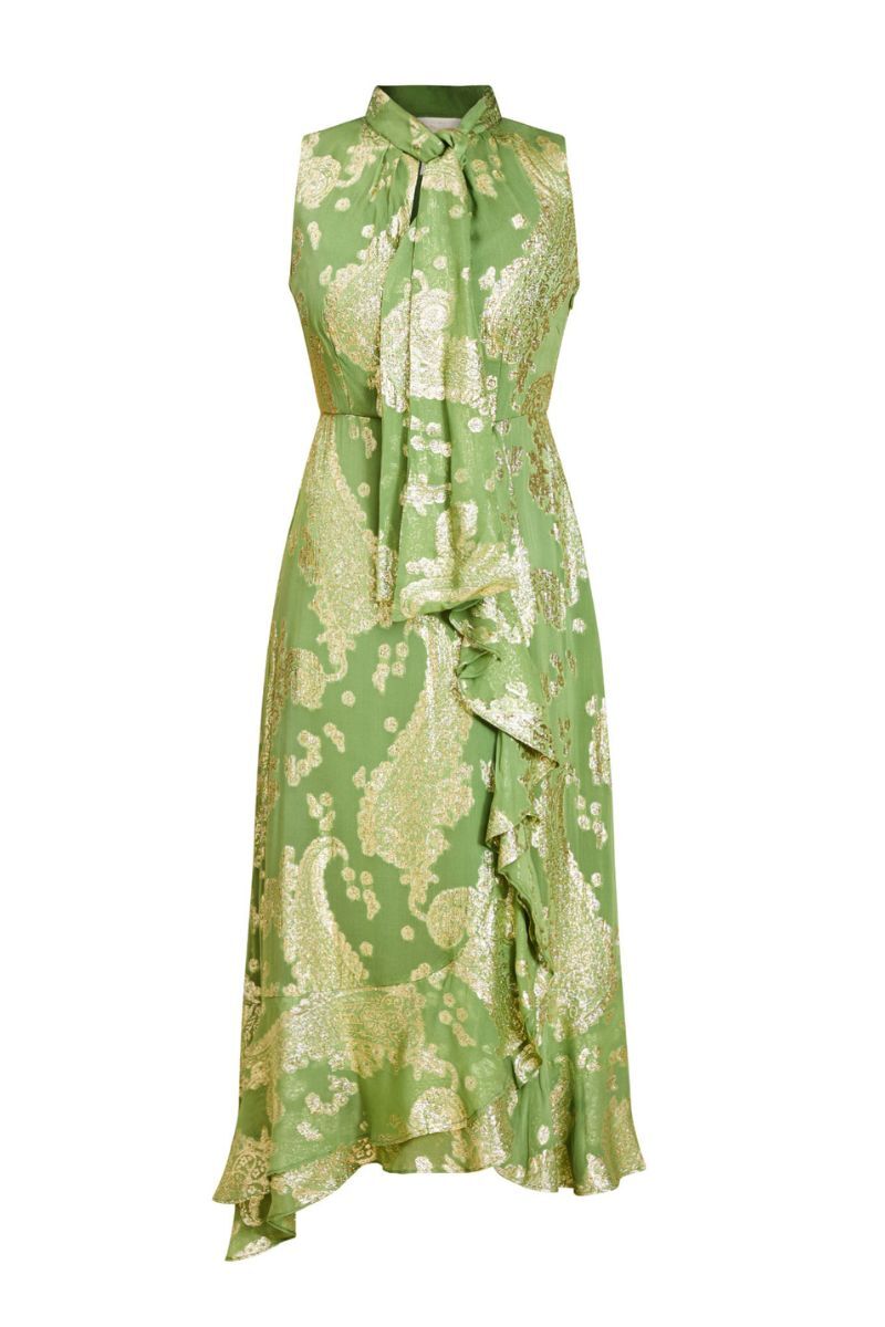 Mestiza New York Waverly midi dress in flowing fabric, sleeveless design, with a fitted waist and midi length for casual elegance.