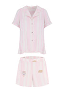 Ellipse Lingerie dreamer pajama shorts set with colorful patterned fabric, featuring a comfortable fit and relaxed sleepwear style.