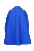 Blue quilt swing coat by Chictopia, stylish jacket featuring a quilted design and swing silhouette, perfect for cool weather.