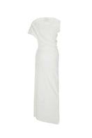 Cream ivory crepe maxi dress from Chictopia, flowing fabric with a fitted bodice and elegant sleeveless design.