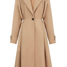 Beige pleated wool coat by Chictopia, featuring a stylish design with pleats and a classic silhouette, displayed on a hanger.