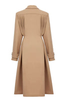 Beige wool coat with pleats by Chictopia, featuring a tailored design and classic style, shown on a hanger.