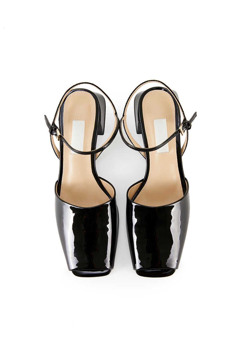 PEEP TOE SLINGBACK HEELS IN BLACK - CULT MIA