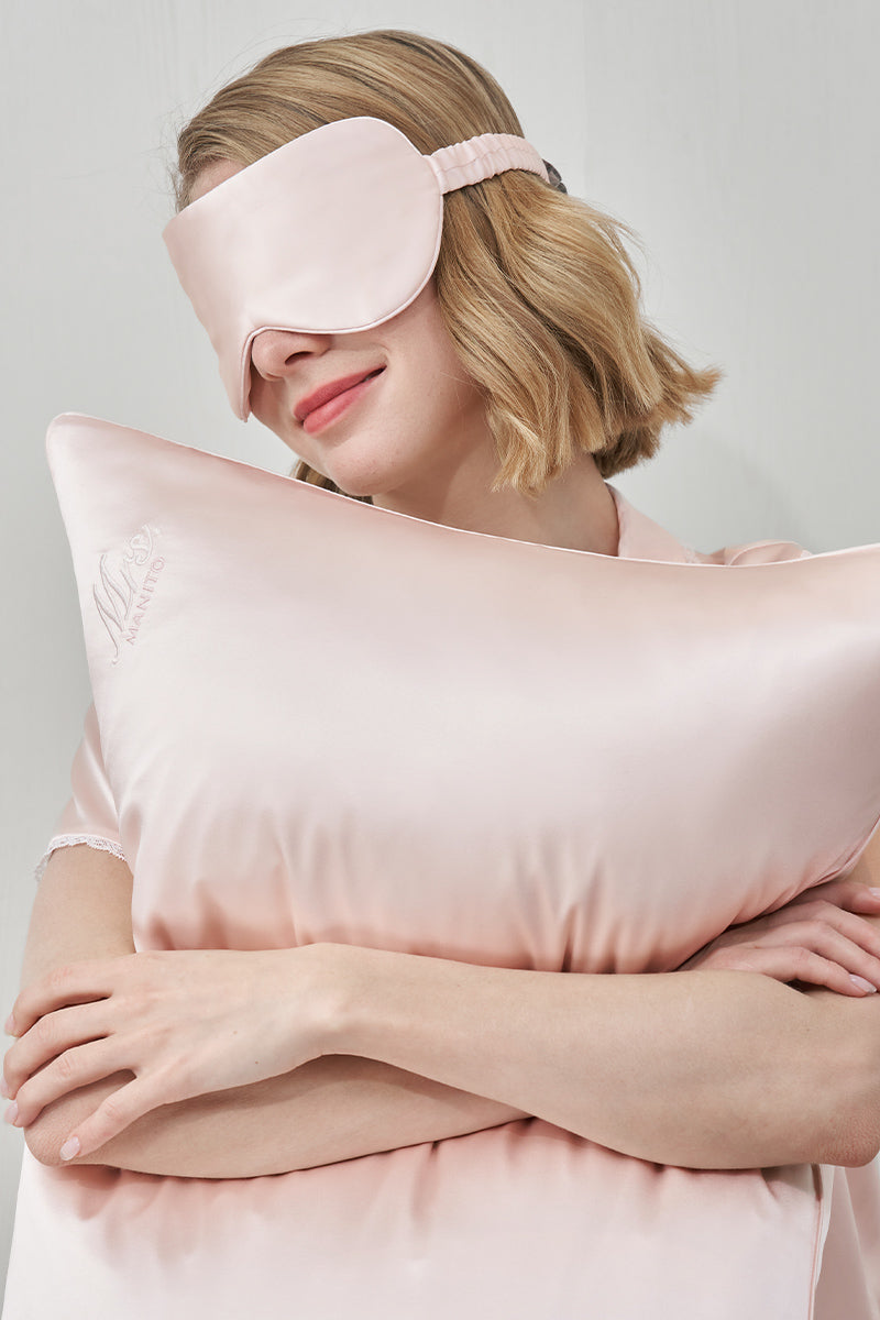 Grey silk wedding Mr. and Mrs. eye mask gift box from MANITO, elegant homeware accessory for bridal gifts.