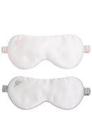 Gray silk eye mask with "Mr. and Mrs." embroidery inside a gift box, ideal for wedding or bridal gift presentation by MANITO.