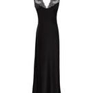 Black silk wedding women's V-neck nightdress by MANITO, elegant maxi dress with a flowing silhouette and V-neck design.