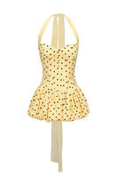 Yellow Wendy Dress by Nana Jacqueline, a stylish mini dress featuring vibrant yellow fabric and a fashionable silhouette.