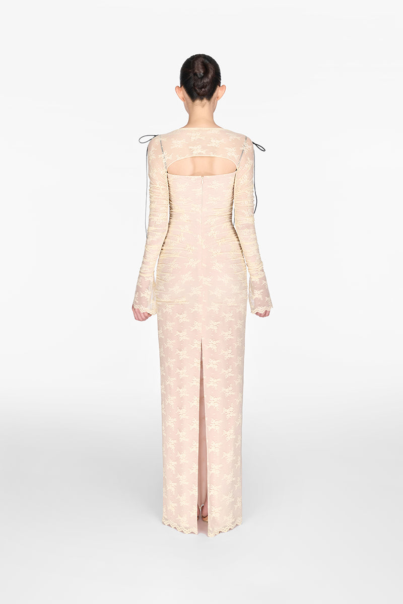 WHITE BOW CUT OUT LACES MAXI DRESS - CULT MIA