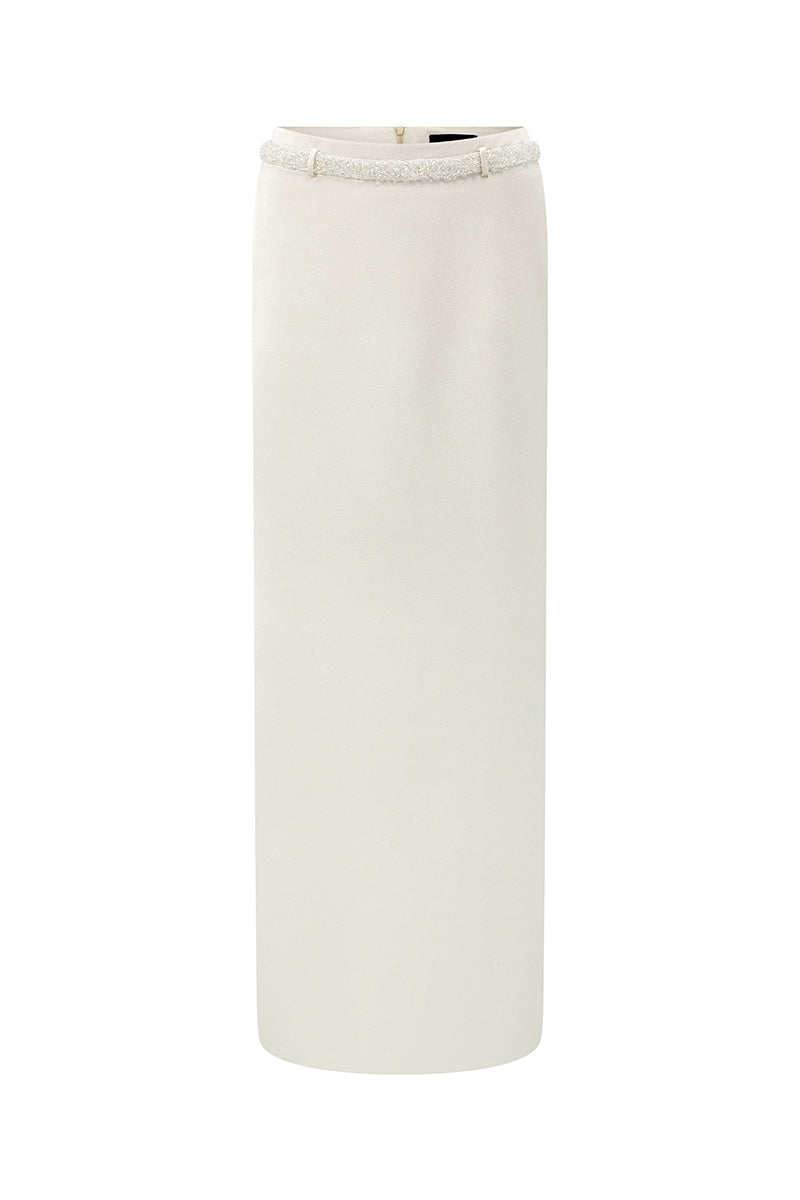 SILK LOW RISE MAXI SKIRT IN IVORY