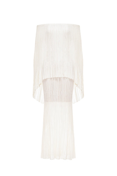 off shoulder pleated maxi dress Tadashi Shoji Pleated off-shoulder Maxi Dress | Blue