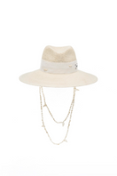 White Seashell London hat by LE SH KA, stylish white hat with seashell accents, perfect for beach or casual wear.