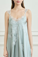 Green Windy Women's silk nightdress by MANITO, showcasing a flowy maxi dress with elegant, smooth silk fabric and feminine design.