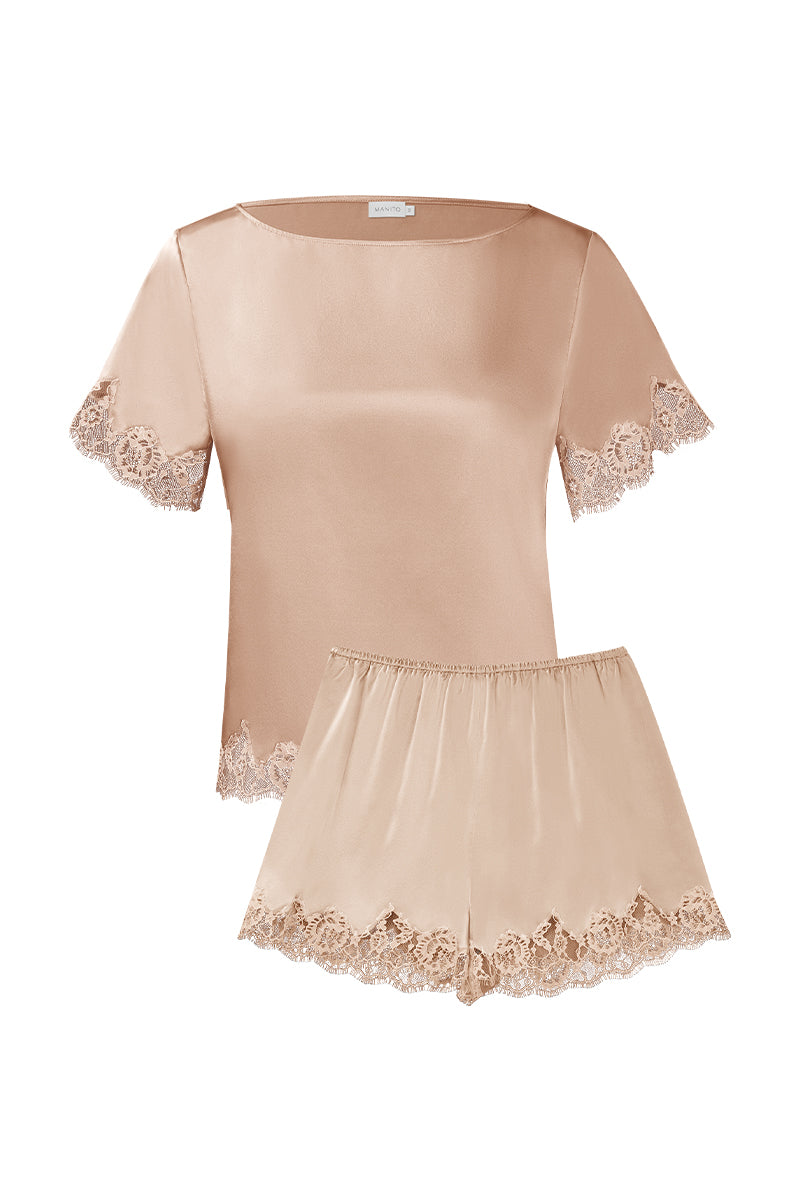 WINDY WOMEN'S SILK SHORT-SLEEVE PAJAMA SET