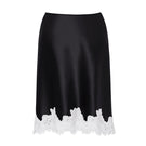 Black Windy Women's Silk Short Skirt from MANITO, showing a sleek mini skirt with smooth silk fabric and a fitted waist.