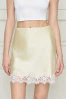 Yellow Windy Women's silk short mini skirt by MANITO, featuring a stylish and lightweight design perfect for casual wear.