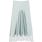 Green Windy Women's Silk Midi Skirt by MANITO, flowing fabric with a stylish, elegant design perfect for casual or formal wear.