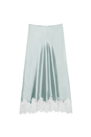 Green Windy Women's Silk Midi Skirt by MANITO, flowing fabric with a stylish, elegant design perfect for casual or formal wear.