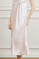 Pink silk women's nightdress with wide straps, flowing maxi style by MANITO, perfect for comfortable, elegant sleepwear.
