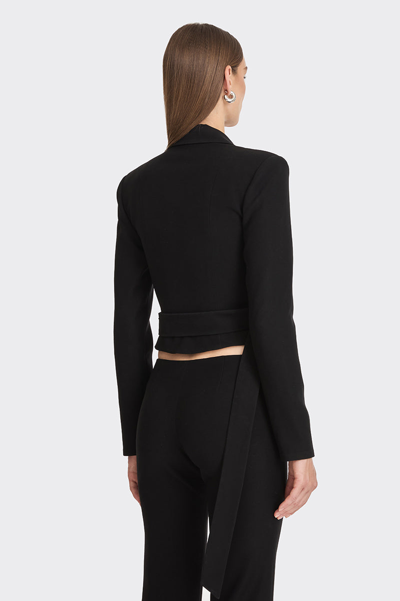 Black wrap blazer by Stolen Stores, featuring a tailored fit with long sleeves and a sleek, sophisticated design.