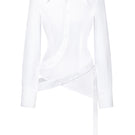 White wrap button shirt from Stolen Stores, featuring a classic design and tailored fit, displayed on a neutral background.