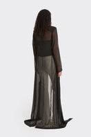 Black sheer wrap outerwear robe by Stolen Stores, lightweight and flowy with a stylish, transparent design for layered looks.