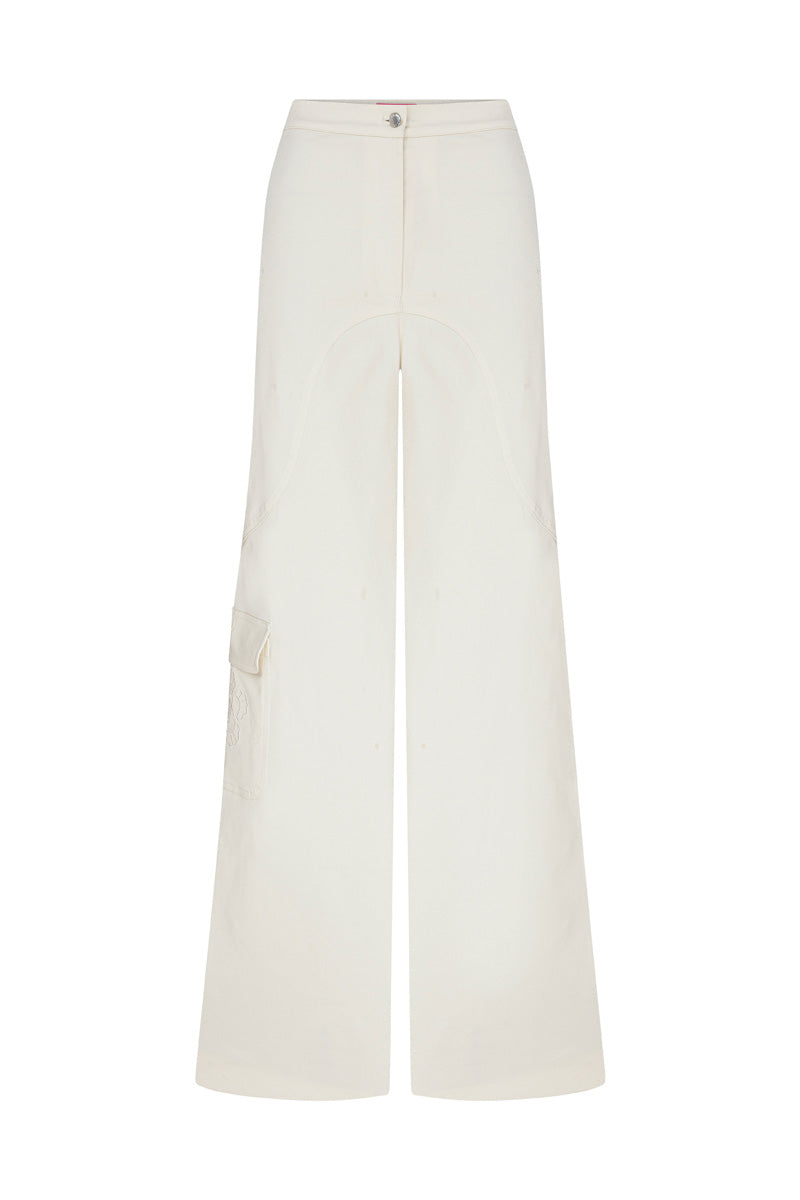 FLORAL WHISPER BEIGE JEANS - CULT MIA