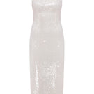 Nazlı Ceren Miles Sequin Dress in Cloud Cream, stylish midi dress with shimmering sequins and elegant design.
