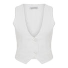 Nazlı Ceren Marielle white vest top, lightweight sleeveless blouse with a fitted design, perfect for casual or chic outfits.