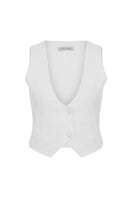 Nazlı Ceren Marielle white vest top, lightweight sleeveless blouse with a fitted design, perfect for casual or chic outfits.