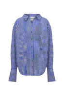 Tagg poplin gingham oversized shirt with embroidered details, featuring a relaxed fit and classic check pattern.