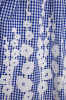 Tagg poplin gingham oversized shirt with embroidery, featuring a relaxed fit and detailed stitched floral design.