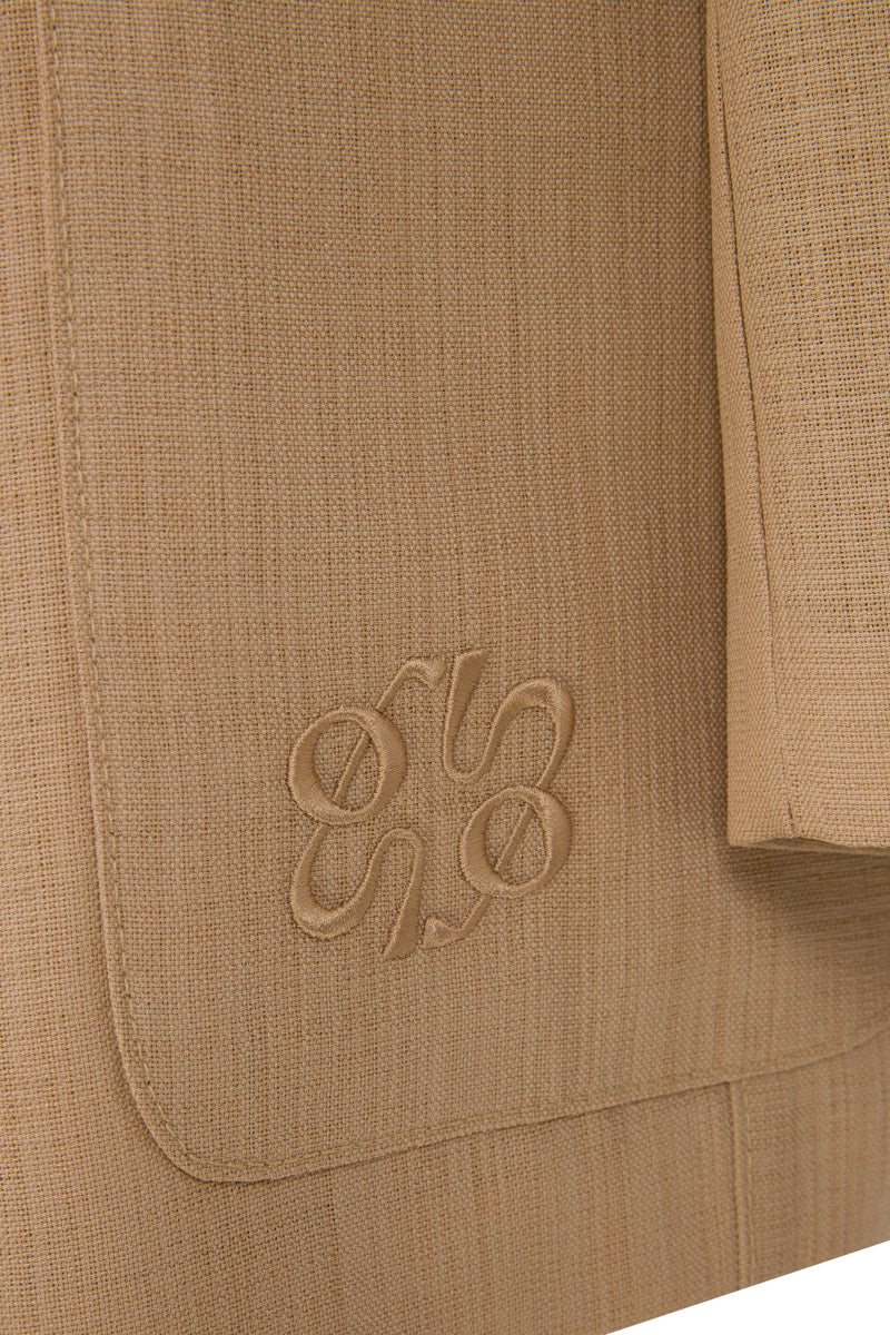 Tagg linen blazer with embroidery, stylish jacket featuring intricate embroidery details and a tailored fit.