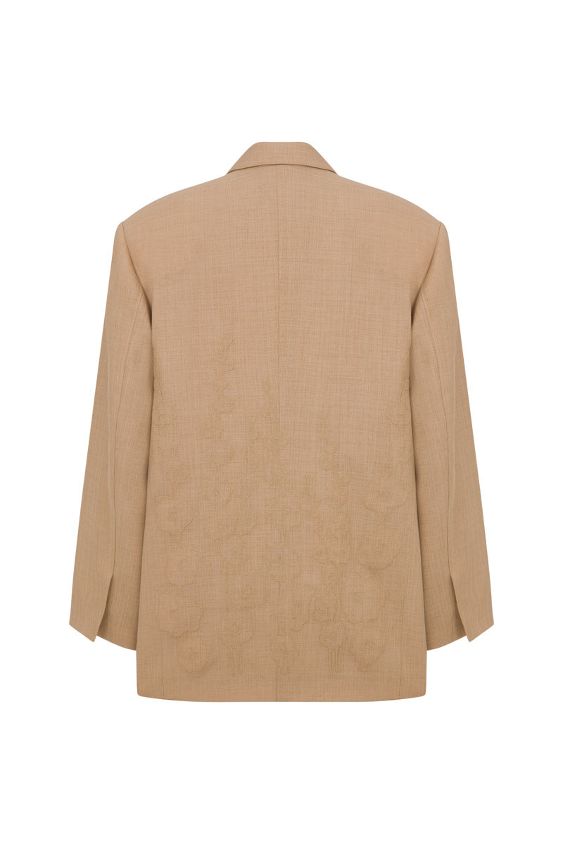 Tagg linen blazer with embroidery, stylish jacket featuring intricate stitched detailing, lightweight and perfect for casual or formal wear.