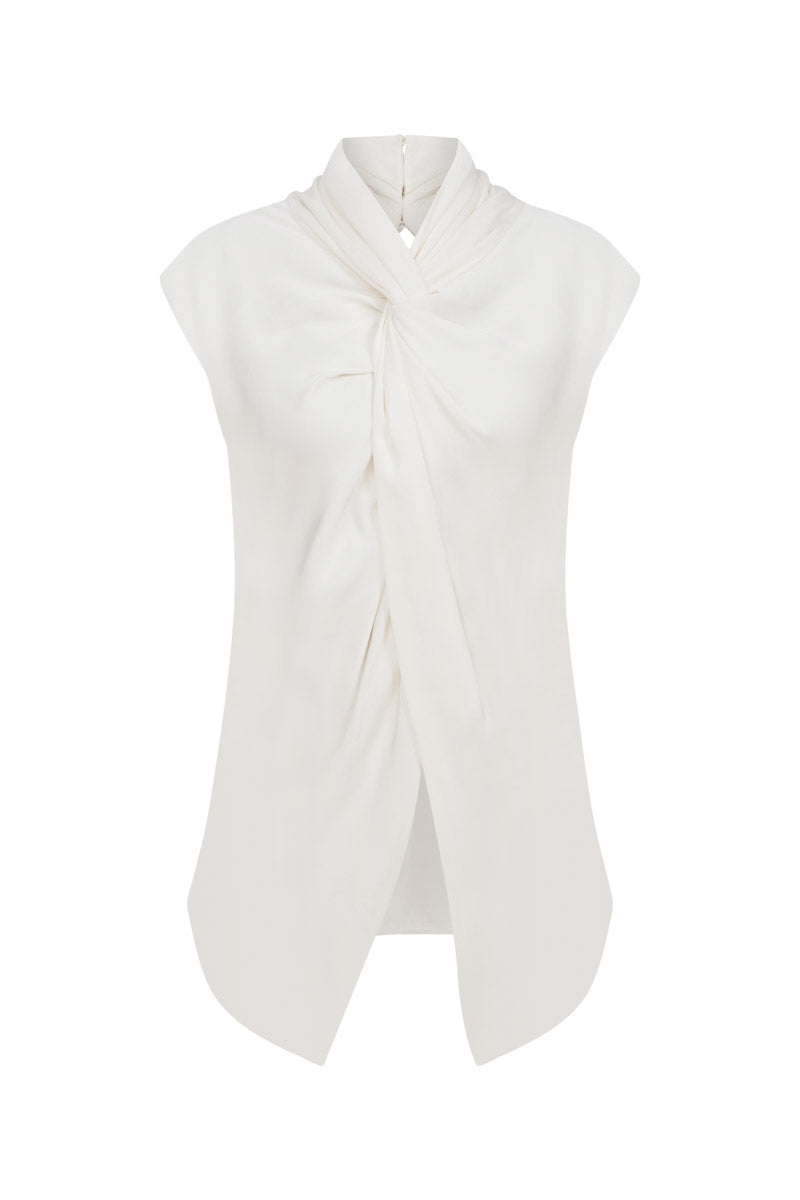 Tagg sleeveless top with knot detail, lightweight and stylish, shown in the product image with a relaxed fit and casual design.