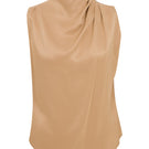 Tagg silky satin draped blouse, elegant tops with smooth satin fabric and stylish drape detail, perfect for chic outfits.